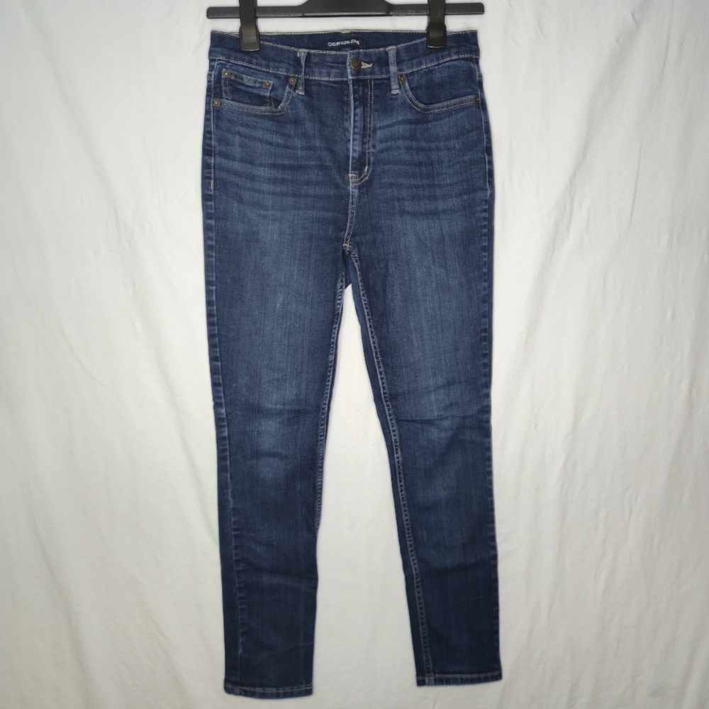 Calvin Klein Ladies High Rise Skinny Blue Denim Jeans Size 8